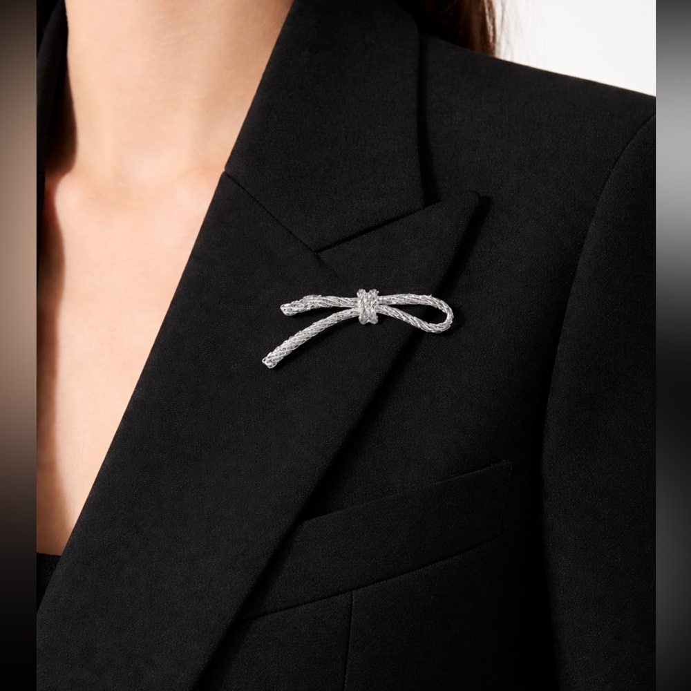 Silver Bow Brooch
